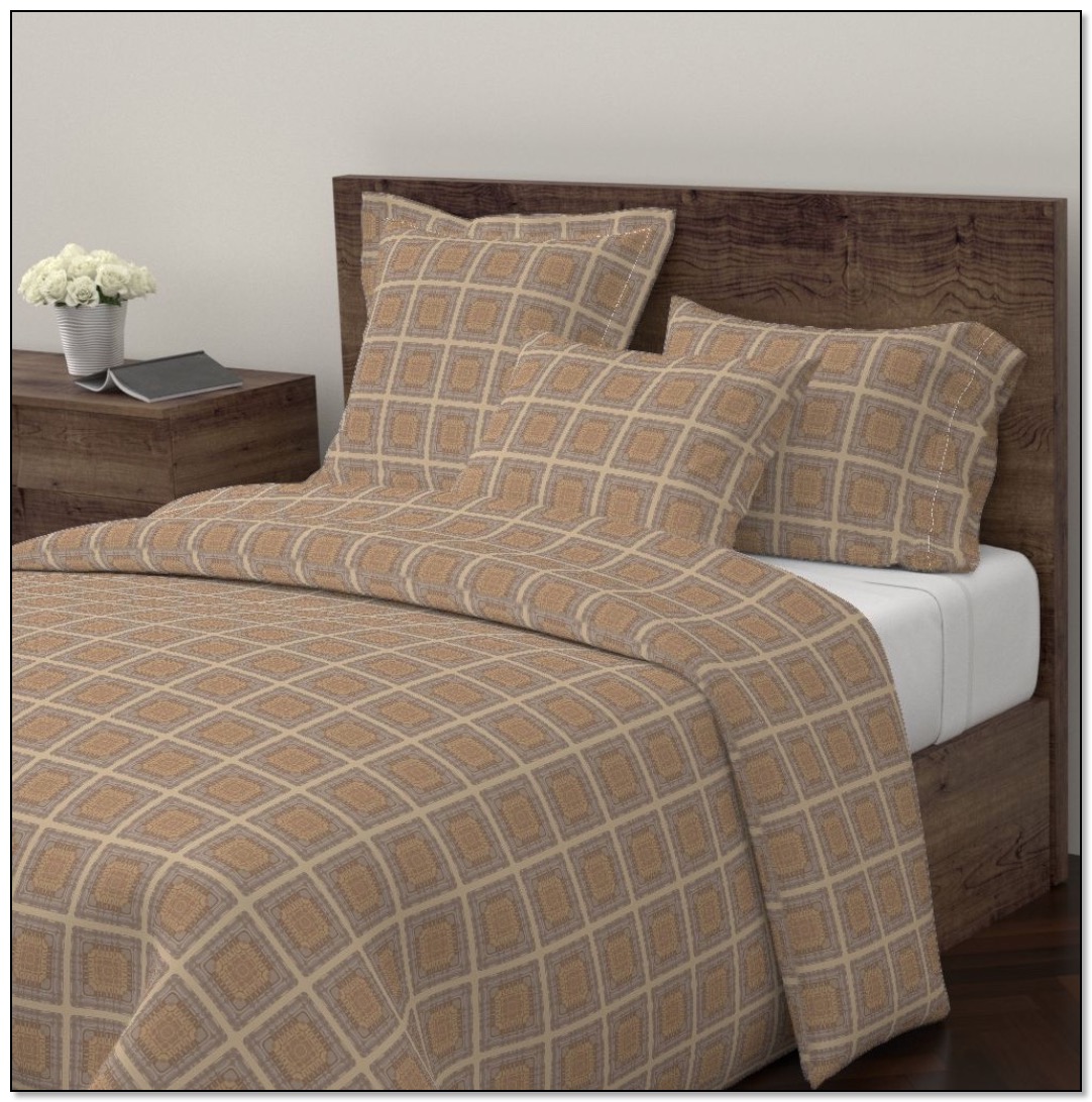 Brown Windowpane style bedding from Don's collection at Gingezel Roostery.